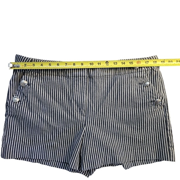 Loft Women's Riviera Shorts Size 14 Blue White Stripe Mid Rise Cotton Blend - Picture 5 of 7